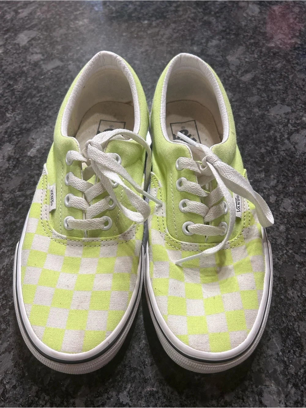 Women’s or men’s Vans Lime and White Checkerboard Low Top Sneakers